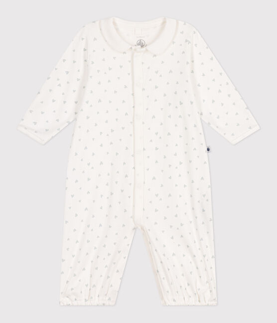 Baby-Kombi-Overall aus Baumwolle mit Kragen und kleinen Herzen weiss MARSHMALLOW/weiss MULTICO