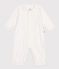 Baby-Kombi-Overall aus Baumwolle mit Kragen und kleinen Herzen weiss MARSHMALLOW/weiss MULTICO