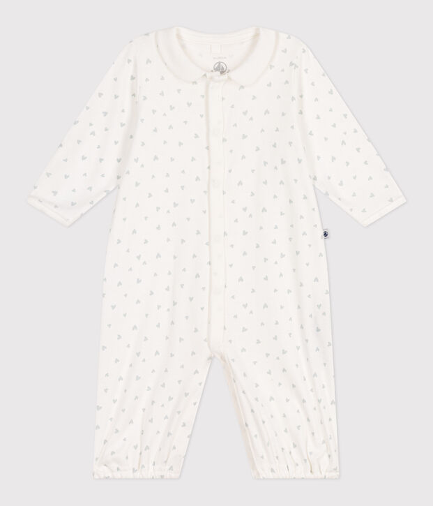 Baby-Kombi-Overall aus Baumwolle mit Kragen und kleinen Herzen weiss/vielfarbig