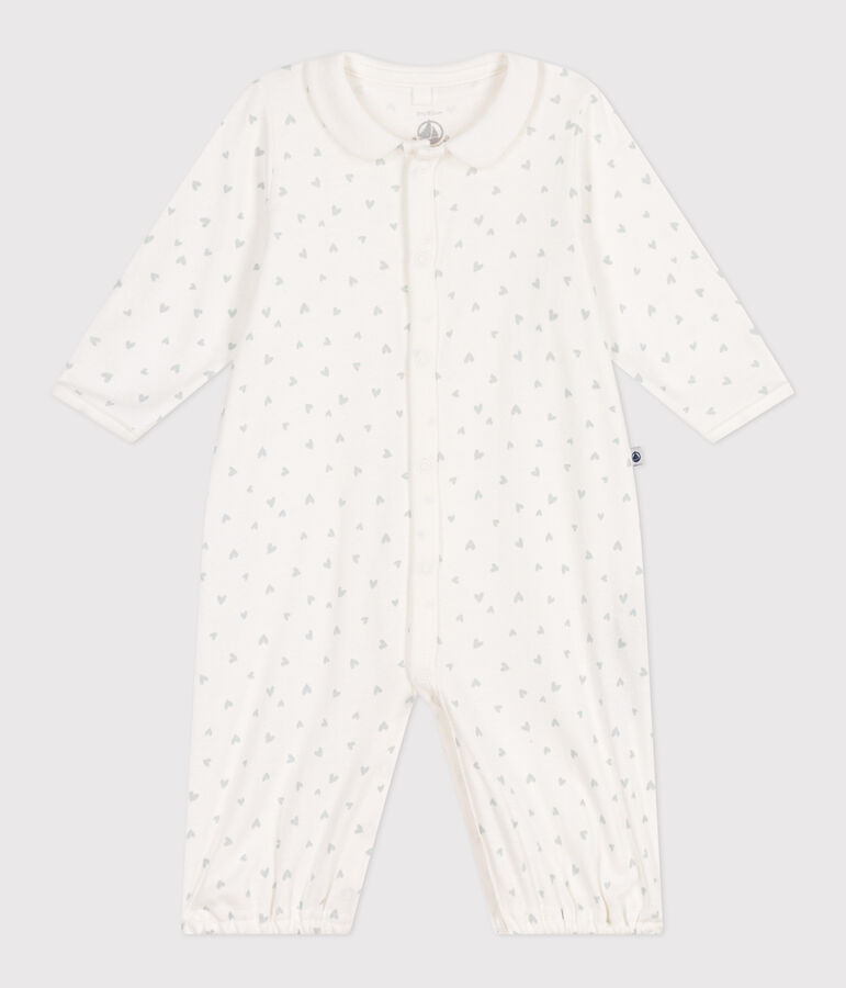 Baby-Kombi-Overall aus Baumwolle mit Kragen und kleinen Herzen weiss/vielfarbig