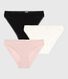 3er-Set Damen-Slips aus einfarbigem Baumwoll-Elastan