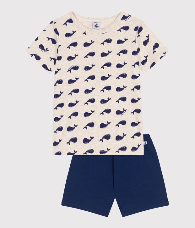Kinder-Kurzpyjama aus Baumwolle mit Walmotiv blau/vielfarbig