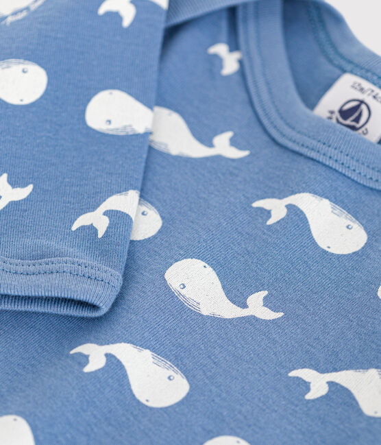 Langärmeliger Baby-Body aus Baumwolle blau BEACH/ MARSHMALLOW