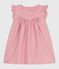 Ärmelloses Baby-Kleid aus einfarbiger Baumwolle mit gestickten Verzierungen am Kragen rosa CHARME