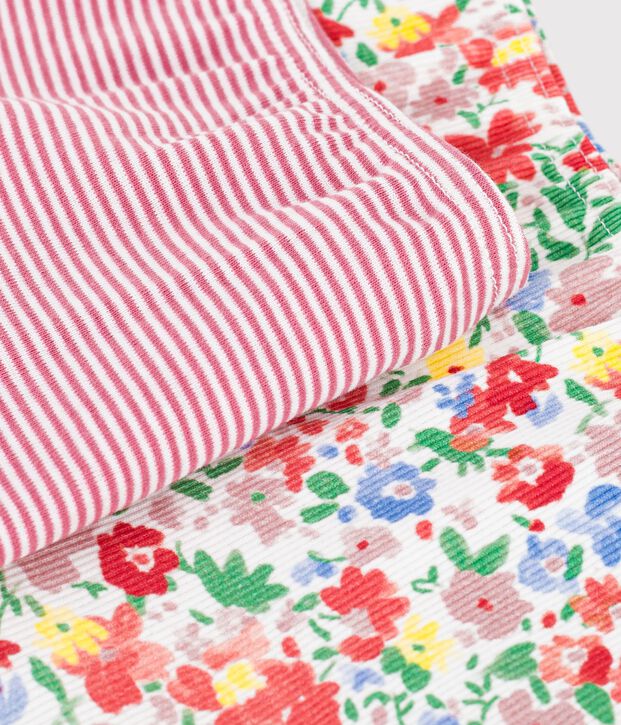 Set langer Kinder-Shortys aus Baumwolle mit Blumenmuster vielfarbig