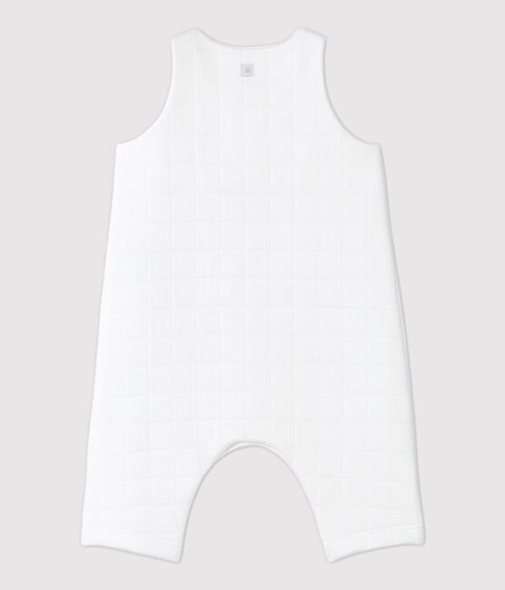 Baby-Latzhose aus gesteppter Bio-Baumwolle weiss MARSHMALLOW