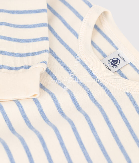 Baby-Sweatshirt aus Baumwolle mit Marinestreifen weiss AVALANCHE/ SKY CHINE