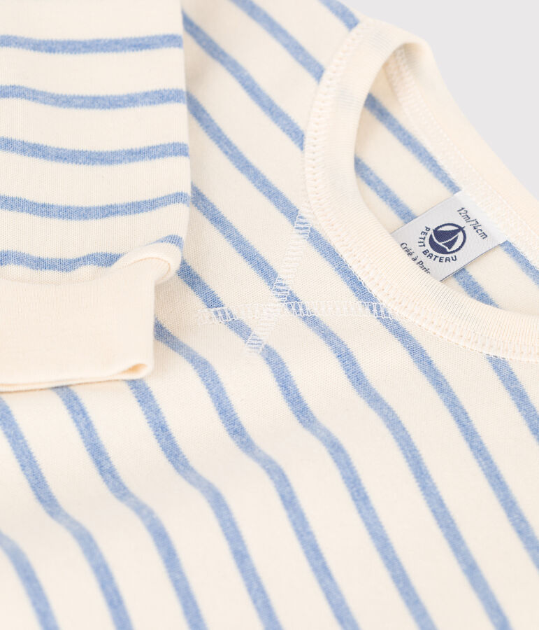 Baby-Sweatshirt aus Baumwolle mit Marinestreifen naturfarben/blau