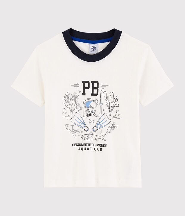 Kurz&auml;rmeliges Kinder-T-Shirt aus Baumwolle f&uuml;r Jungen weiss