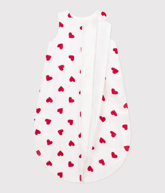 Babyschlafsack aus Baumwolle mit Herzmotiv TOG-Wert 1 weiss MARSHMALLOW/rot TERKUIT