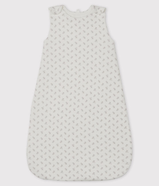 Strampler aus Rippstrick weiss MARSHMALLOW/weiss MULTICO