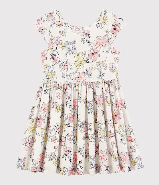 Festliches Kinderkleid aus Popeline für Mädchen weiss MARSHMALLOW/weiss MULTICO