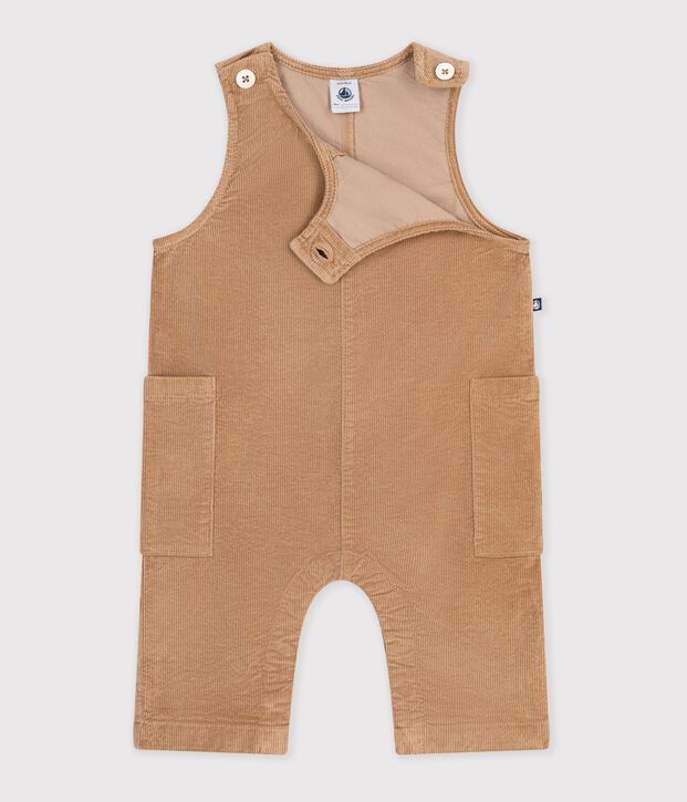 Langer Baby-Overall aus einfarbigem Feincord LATTE