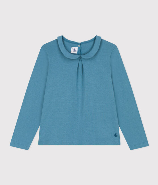 Langärmelige Kinderbluse aus Musselin-Stoff für Mädchen blau POLOCHON