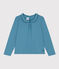 Langärmelige Kinderbluse aus Musselin-Stoff für Mädchen blau POLOCHON