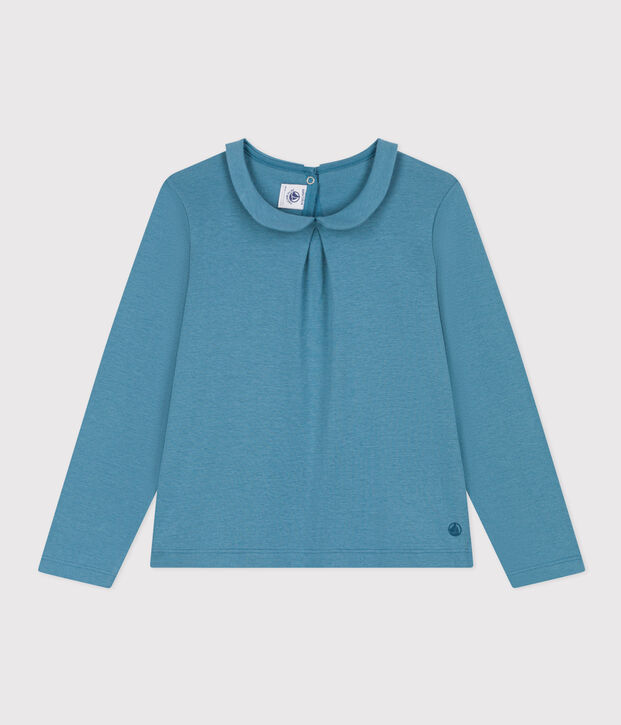Lang&auml;rmelige Kinderbluse aus Musselin-Stoff f&uuml;r M&auml;dchen blau