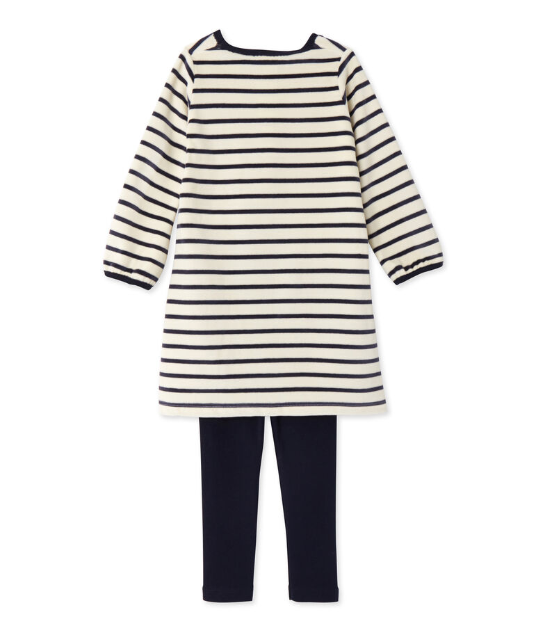 Chemise de nuit fille &agrave; bouclette velours weiss/blau