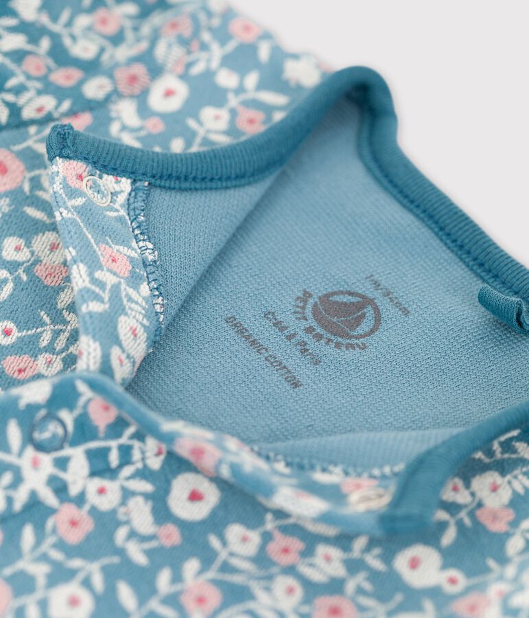 Baby-Strampler aus Bio-Nicki mit Muster gr&uuml;n/weiss