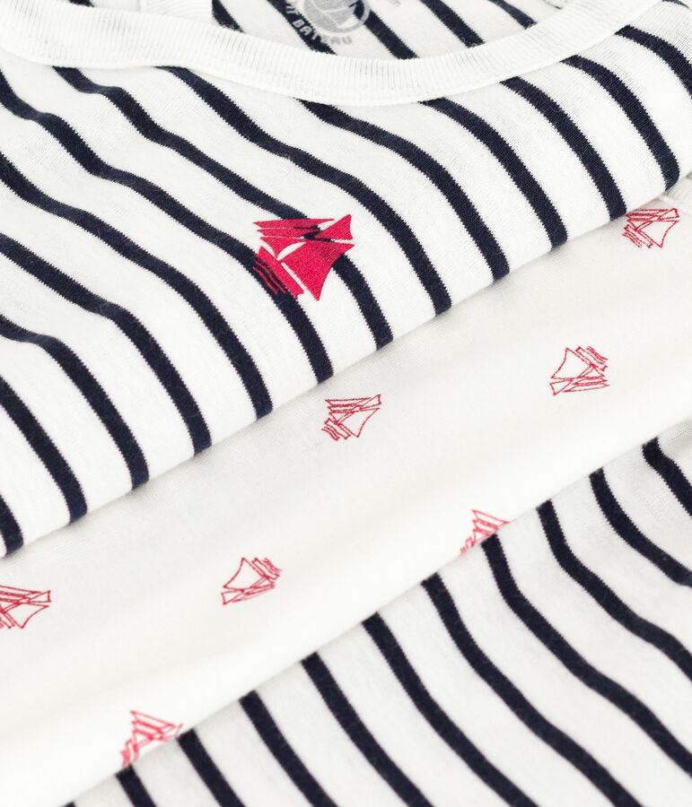 3-teiliges Baby-Set mit Matrosenstreifen und Body mit Schiff-Motiv weiss/blau