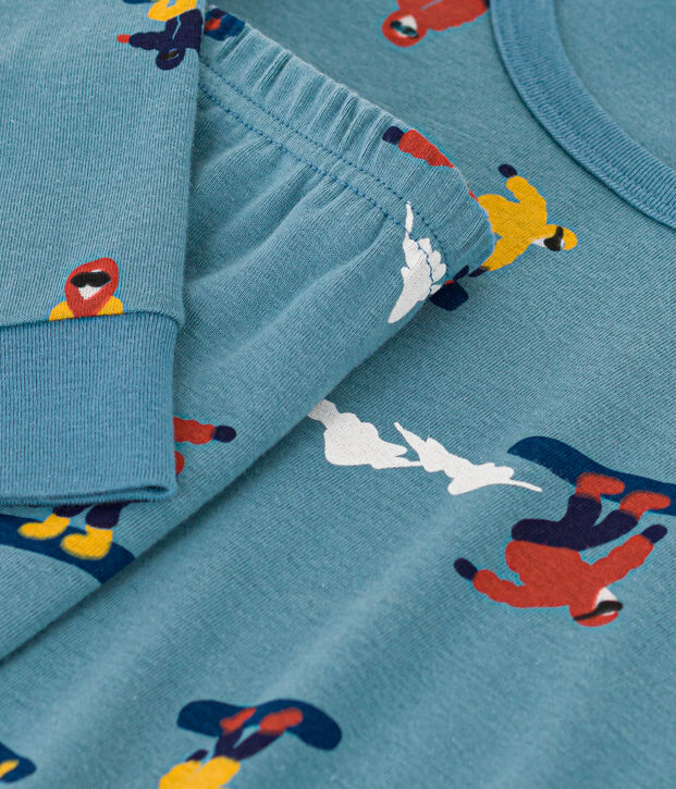 Kinderpyjama aus Baumwolle mit Snowboardmotiv f&uuml;r Jungen blau/vielfarbig