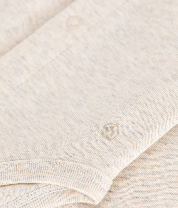 Lang&auml;rmeliger Baby-Body aus Baumwolle mit Kragen beige