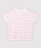 T-Shirt aus Baumwolle/gestreiftem Leinen Damen weiss MARSHMALLOW/rosa BOHEME