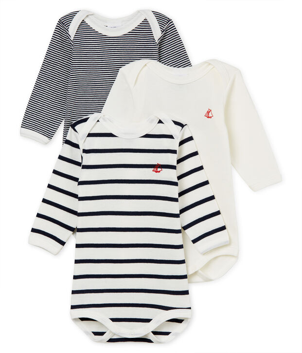 Trio lang&auml;rmelige Baby-Bodys vielfarbig