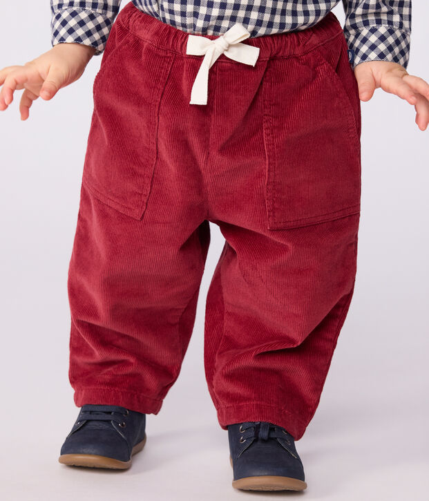 Baby-Hose aus einfarbigem Fein-Cord rot