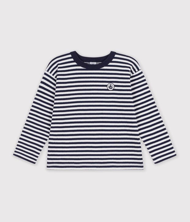Lang&auml;rmeliges Kinder-T-Shirt mit Streifen blau/weiss/blau
