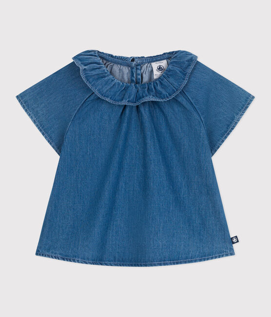 Kurzärmelige Baby-Bluse aus Jeansstoff  blau DENIM CLAIR
