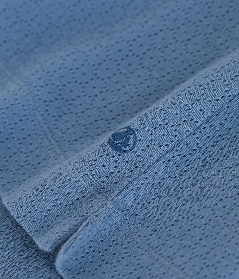 Unifarbenes Kinder-Nachthemd aus Baumwolle in Ajour-Optik blau BEACH