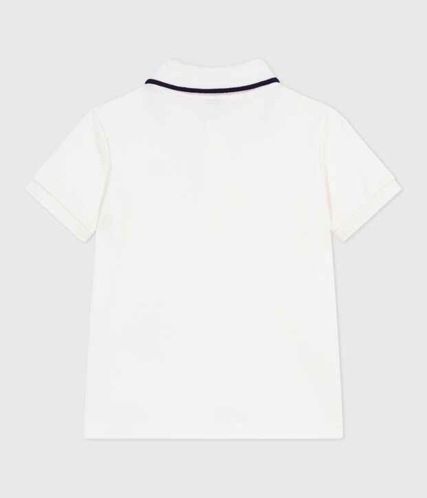 Kurz&auml;rmeliges Kinder-Poloshirt aus Baumwolle weiss