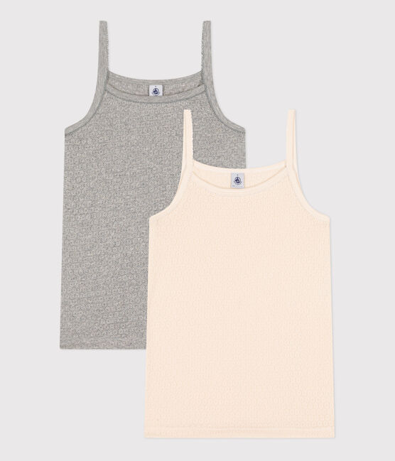 2er-Set Spaghetti-Tops aus Baumwolle mit Lochstickerei für Damen variante 1