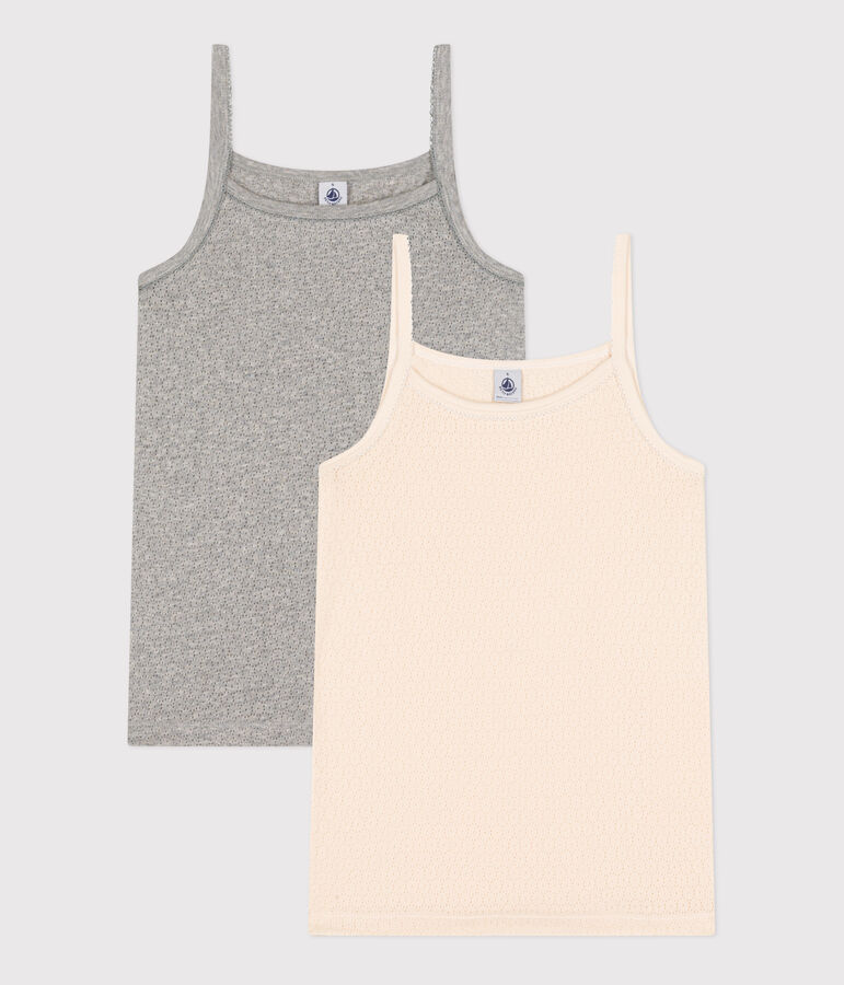 2er-Set Spaghetti-Tops aus Baumwolle mit Lochstickerei f&uuml;r Damen variante 1