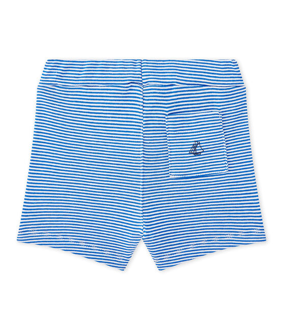 Gestreifte Baby-Jungen-Shorts blau PERSE/weiss MARSHMALLOW