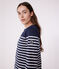 Langärmeliges Damen-Streifenshirt "Marinière" aus Baumwolle blau SMOKING/weiss MARSHMALLOW