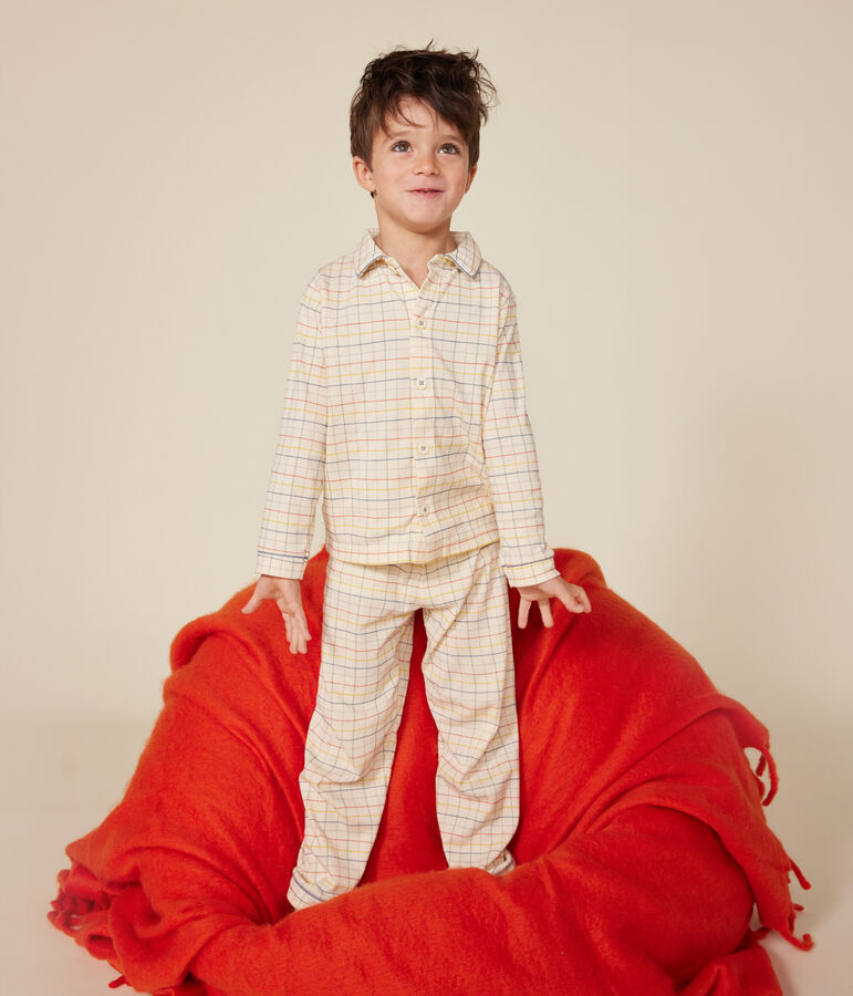 Kinder-Pyjama aus Baumwolle mit Karomuster weiss AVALANCHE/ MULTICO