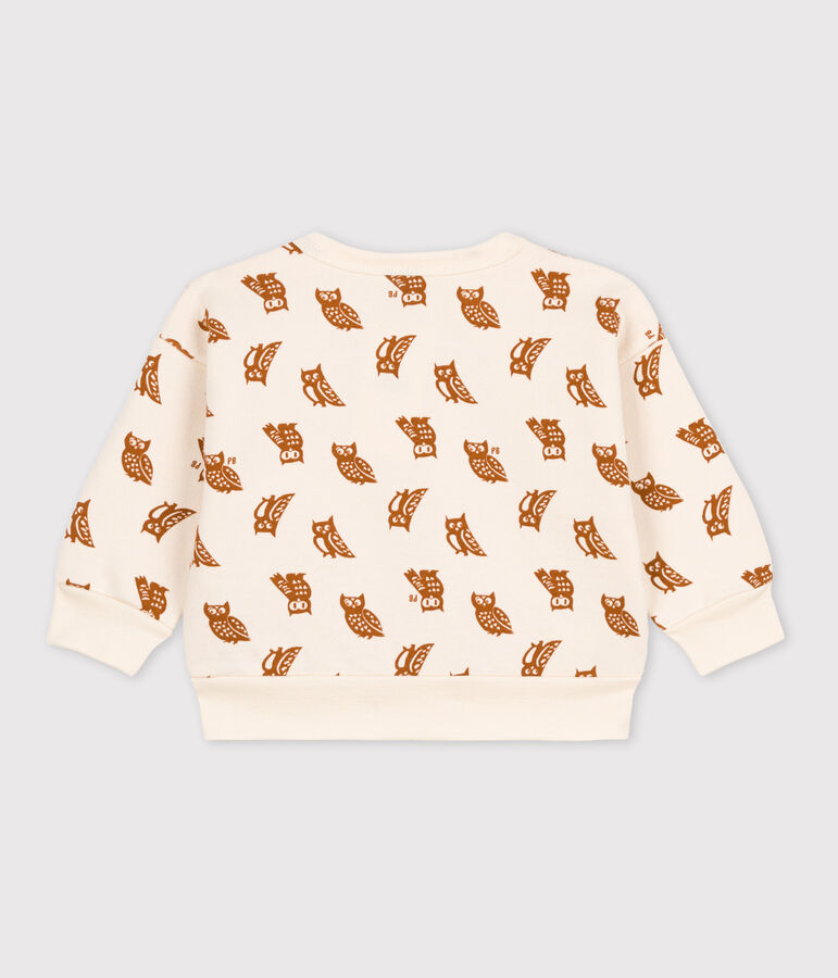 Baby-Sweatshirt aus Baumwolle mit Eulenprint naturfarben/braun