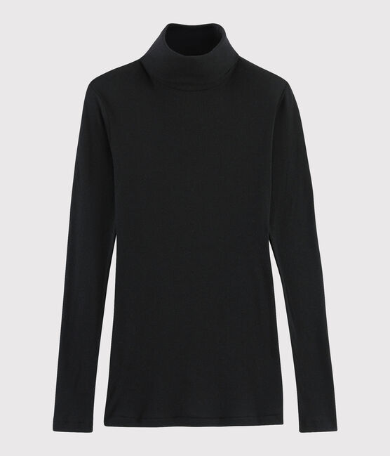 Unterziehpullover aus Wolle und Baumwolle für Damen schwarz NOIR