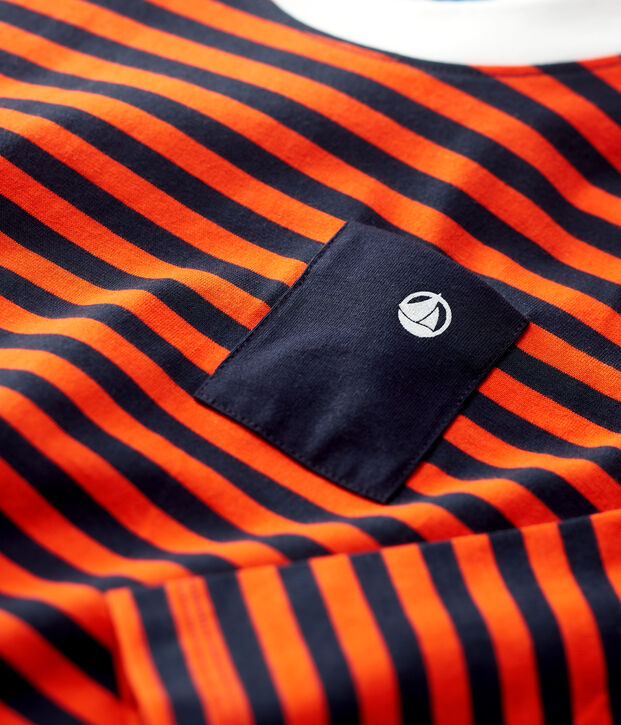 Lang&auml;rmeliges Kinder-T-Shirt aus Baumwolle f&uuml;r Jungen blau/orange