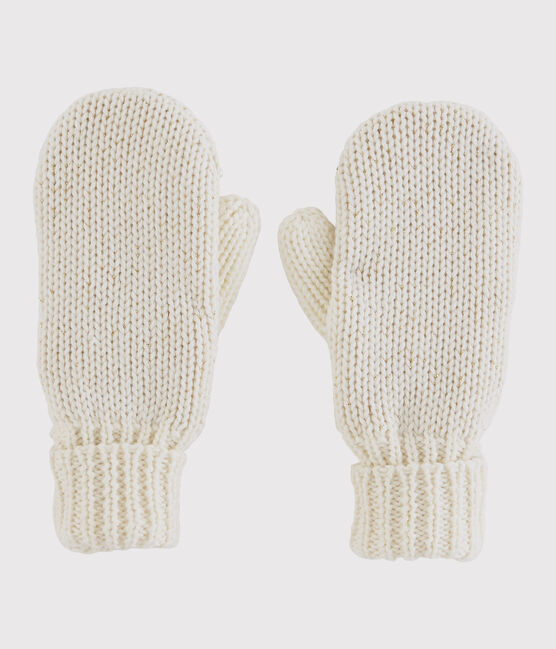 Fausthandschuhe für Mädchen weiss MARSHMALLOW/gelb OR