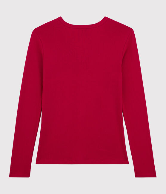 Klassisches Damen-T-Shirt aus Baumwolle mit V-Ausschnitt rot TERKUIT