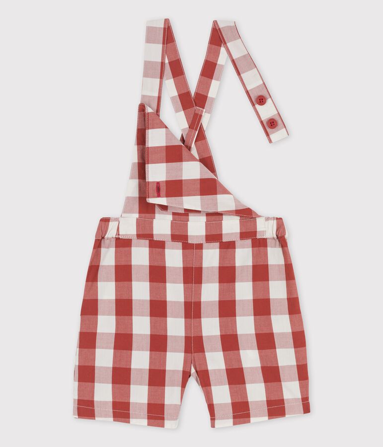 Kurze Baby-Latzhose aus Popeline braun/naturfarben