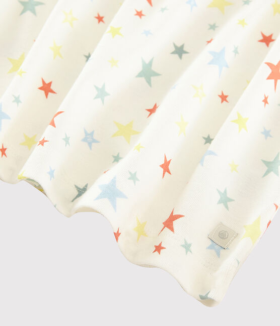 Kinderpyjama aus Bio-Baumwolle mit bunten Sternen für Jungen weiss MARSHMALLOW/weiss MULTICO
