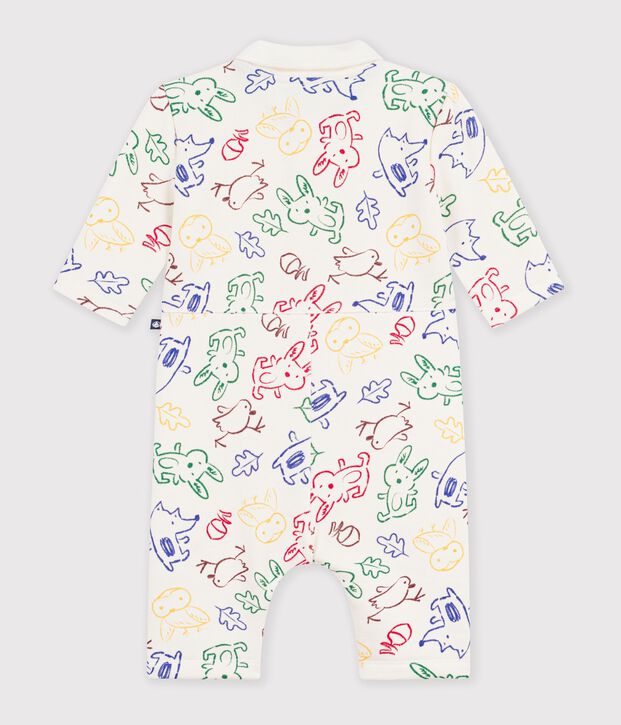 Langer Baby-Overall aus Baumwolle mit Tiermotiv naturfarben/vielfarbig