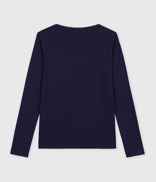 Lang&auml;rmeliges Damen T-Shirt aus Baumwolle mit Offizierskragen SMOKING