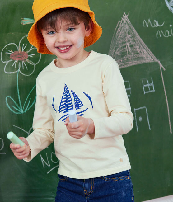 Langärmeliges T-Shirt aus Baumwolle für Kinder Mädchen/Jungen weiss AVALANCHE/ MULTICO