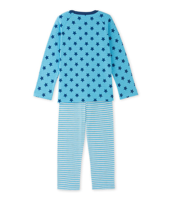 Bedruckter Jungen-Schlafanzug aus Doppeljersey mit Streifen blau IBIZA/blau MAJOR
