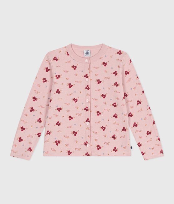 Kinder-Cardigan aus bedruckter Baumwolle  rosa JOLI/weiss MULTICO