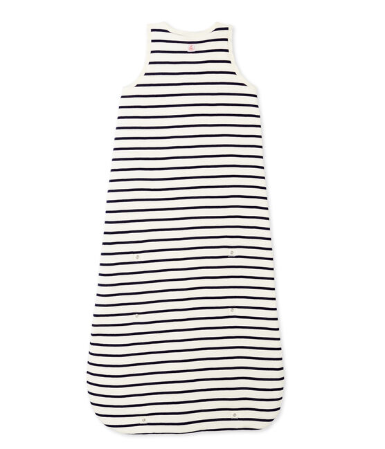 Gestreifter Baby-Schlafsack beige COQUILLE/blau ABYSSE